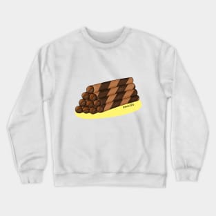 A pile of chocolate wafer rolls Crewneck Sweatshirt